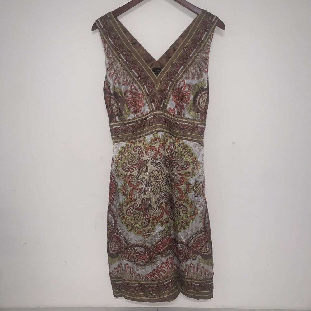 VTG Nicole Miller Paisley 100% Silk Lined Women’s 10 Sheath Dress Office Preppy